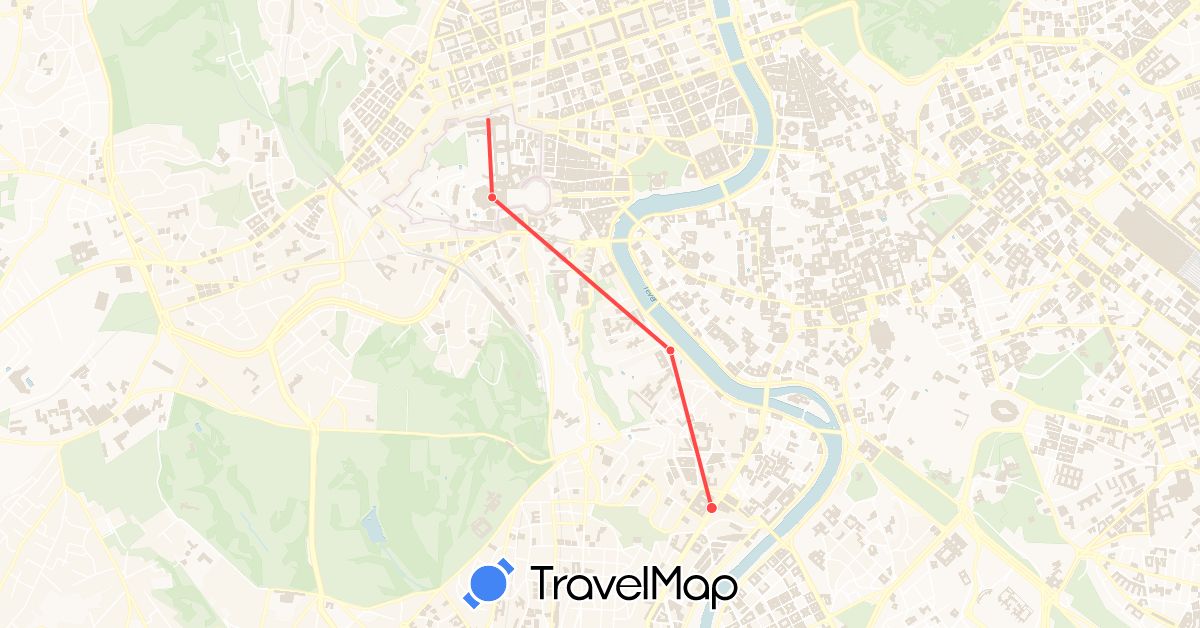 TravelMap itinerary: driving, hiking in Italy, Vatican City (Europe)
